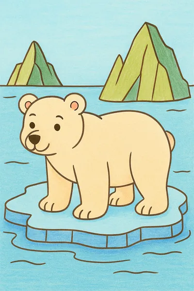 Ejemplo coloreado: Oso polar sobre el hielo