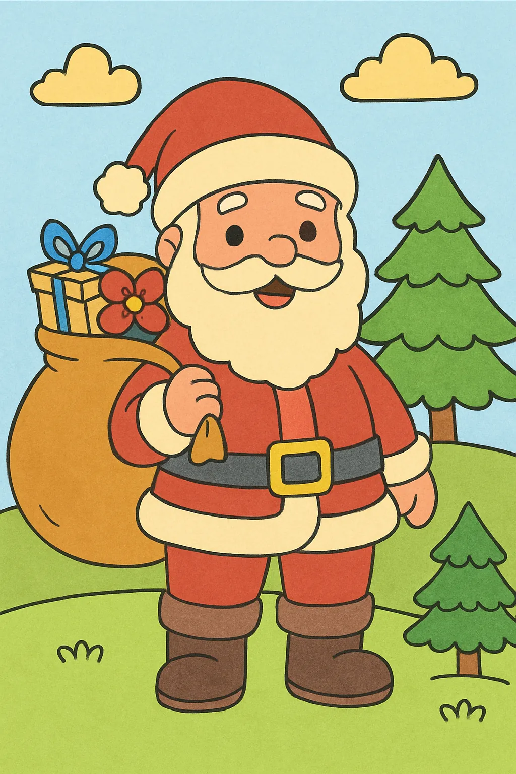Ejemplo coloreado: Papá Noel con el saco de regalos