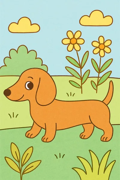 Ejemplo coloreado: Perro salchicha