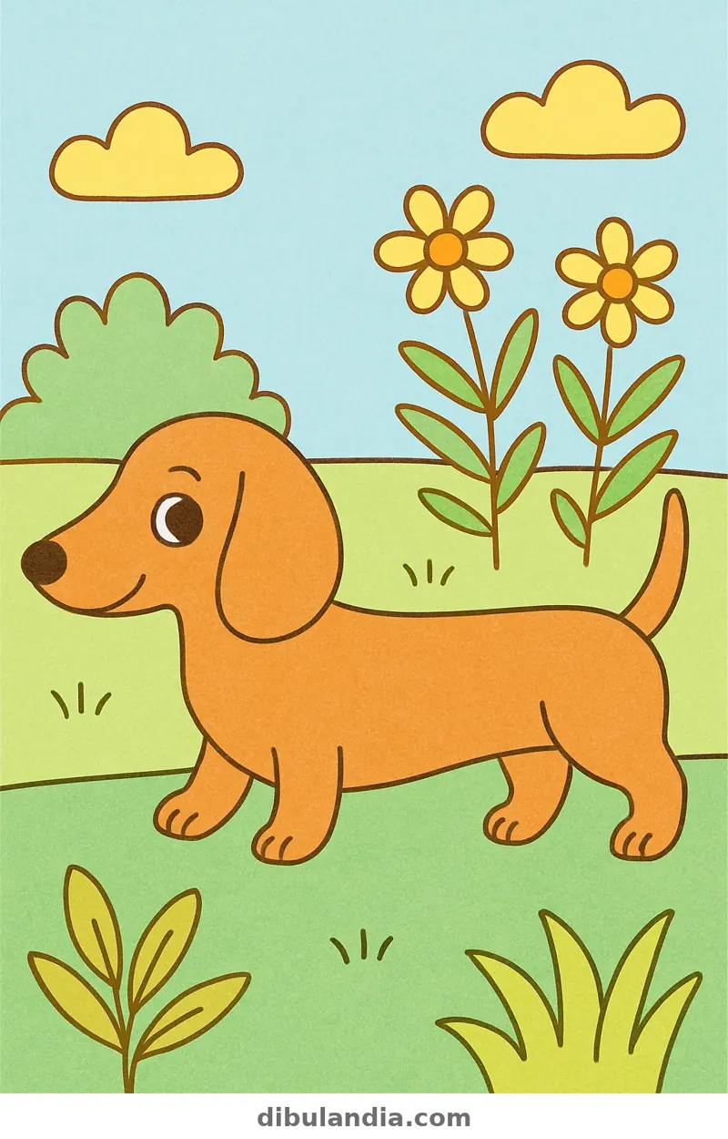 Ejemplo coloreado: Perro salchicha
